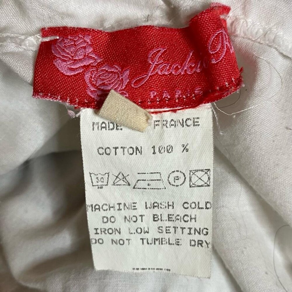 2000s JACKIE ROSE White Tiered Lace Trim Cotton Mid-Length Skirt France T2 S - Picture 8 of 8